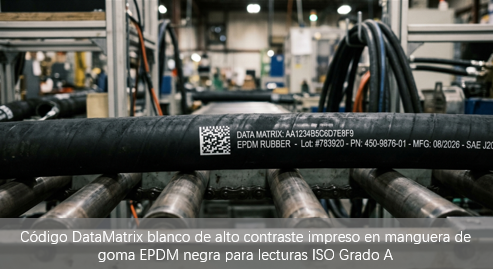 Cómo Imprimir Códigos DataMatrix de Alto Contraste en Mangueras de Goma Negra y EPDM (Soluciones de Tinta Blanca y Láser UV)